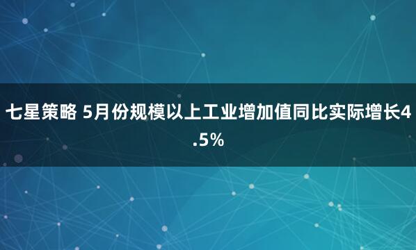 七星策略 5月份规模以上工业增加值同比实际增长4.5%